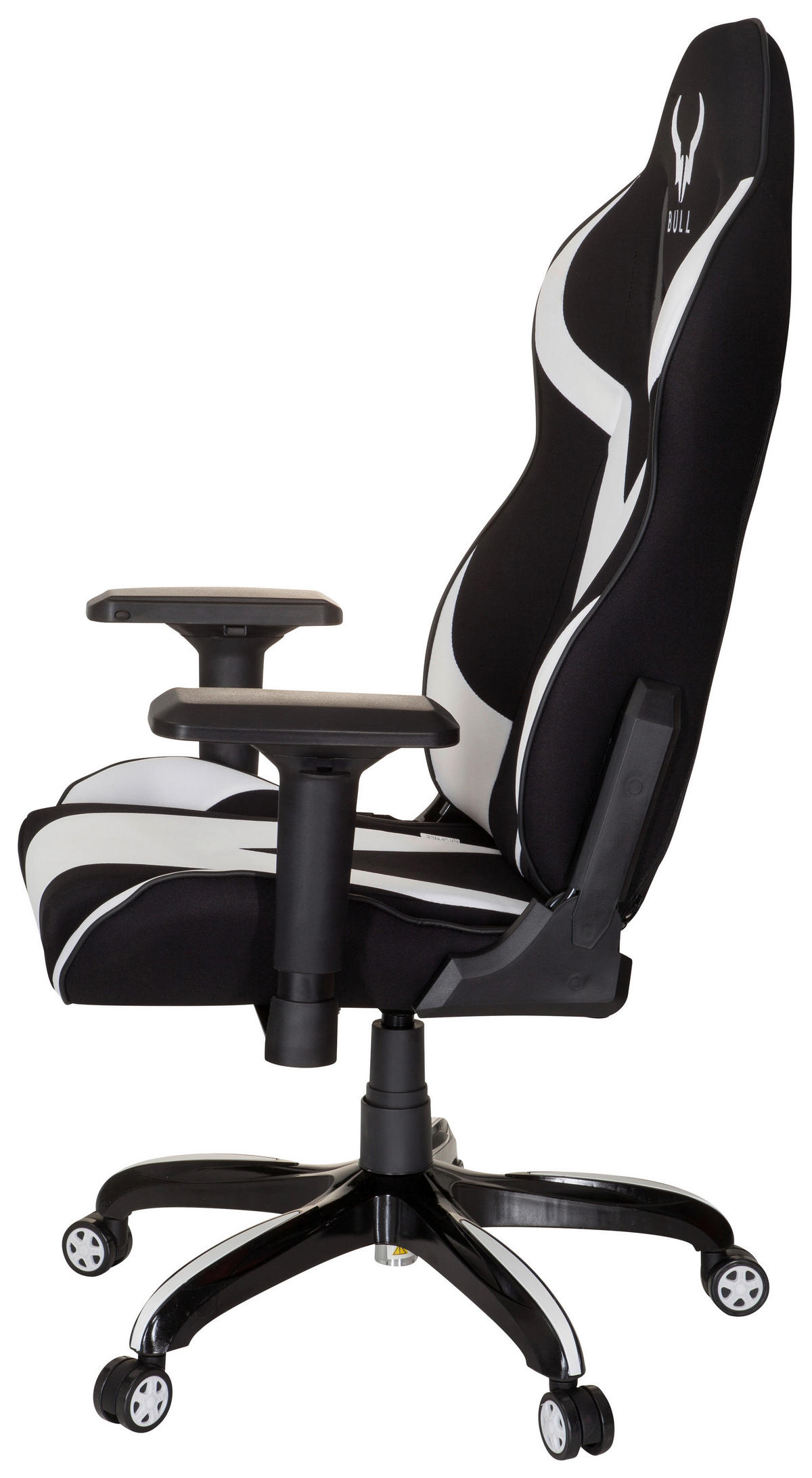 GAMINGSTUHL Schwarz, Weiß Textil   - Schwarz/Weiß, MODERN, Kunststoff/Textil (74/133/67cm) - MID.YOU