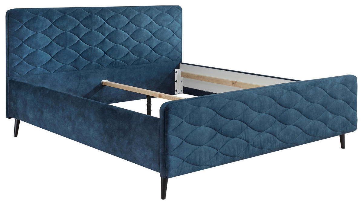 ČALÚNENÁ POSTEĽ, 180/200 cm, tmavomodrá - tmavomodrá, Basics, drevo/kompozitné drevo (180/200cm) - MID.YOU