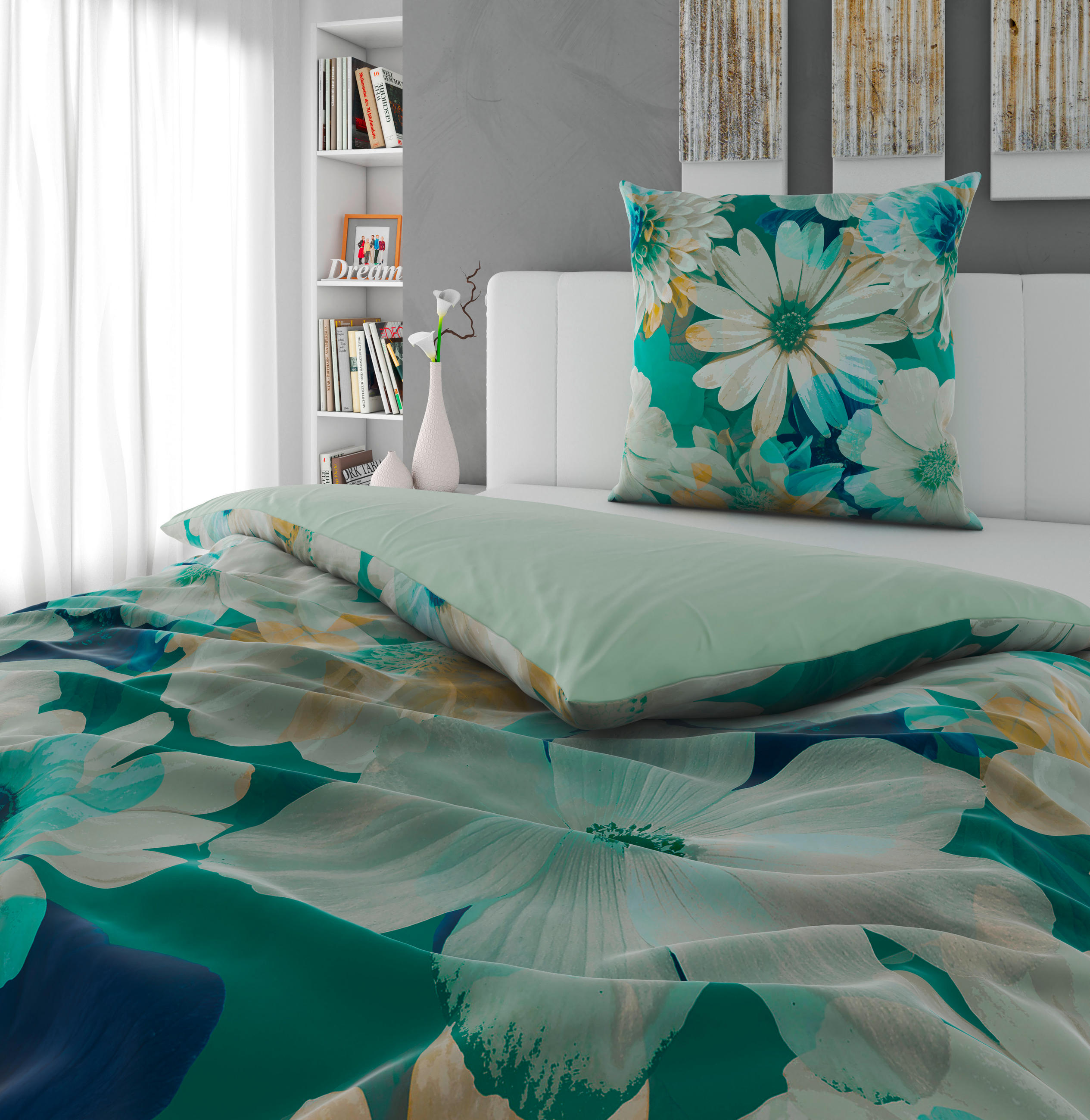 WENDEBETTWÄSCHE 135/200 cm  - Petrol, Textil (135/200cm) - Bio:Vio