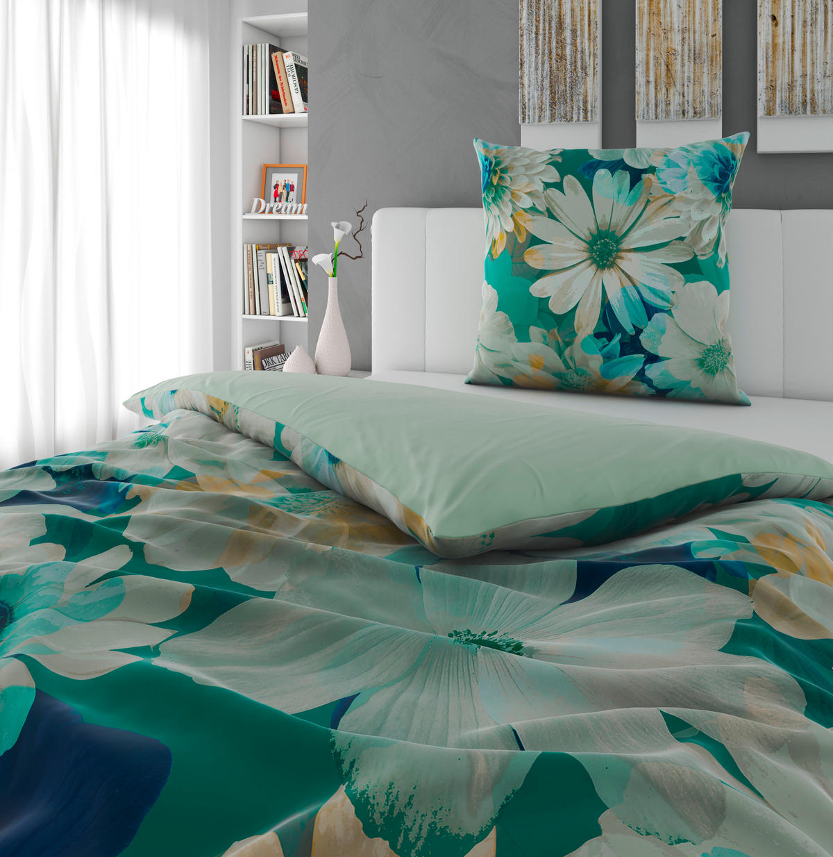 WENDEBETTWÄSCHE 135/200 cm  - Petrol, Textil (135/200cm) - Bio:Vio