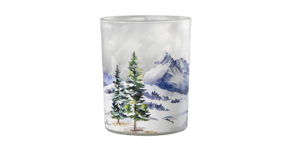 TEELICHTGLAS - Weiß/Hellblau, Basics, Glas (10/12,5cm) - Ambia Home