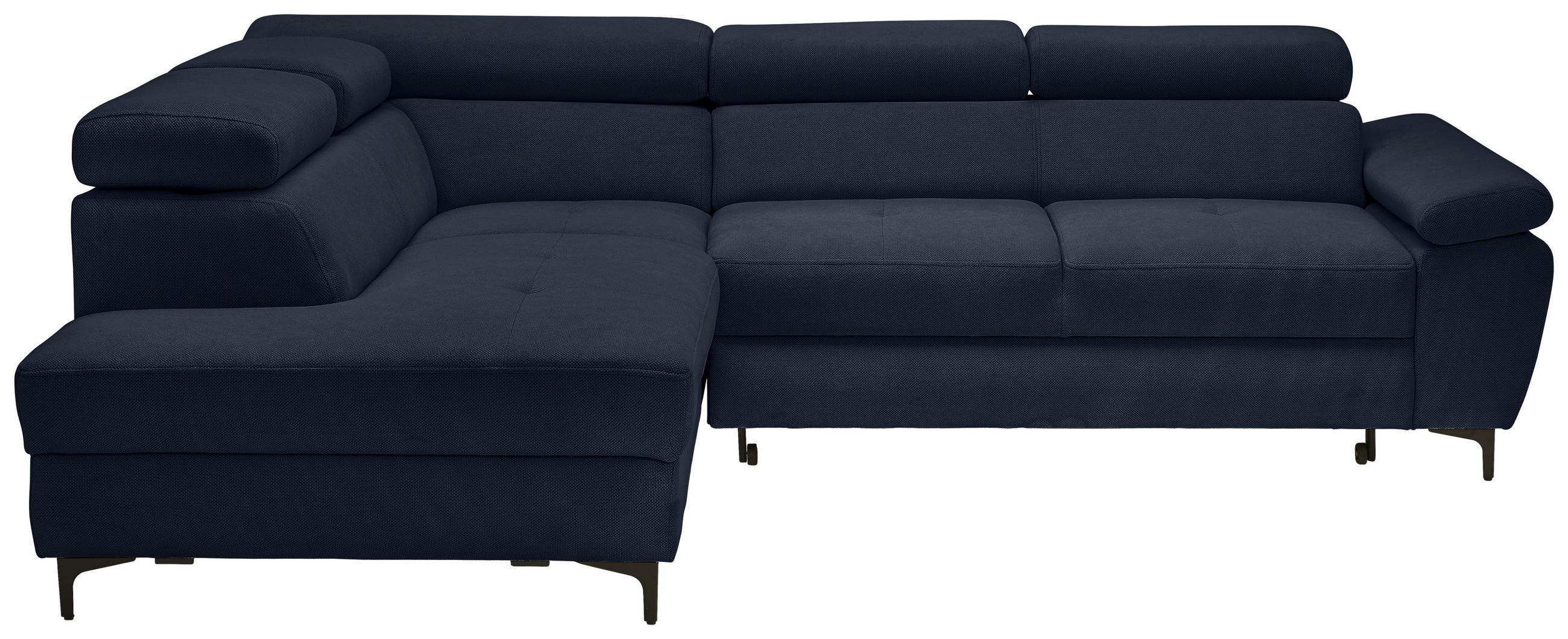 ECKSOFA in Flachgewebe Dunkelblau  - Schwarz/Dunkelblau, Design, Textil/Metall (206/266cm) - Stylife