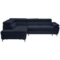 ECKSOFA inkl. Funktion COMBO Dunkelblau Flachgewebe  - Schwarz/Dunkelblau, Design, Textil/Metall (206/266cm) - Stylife