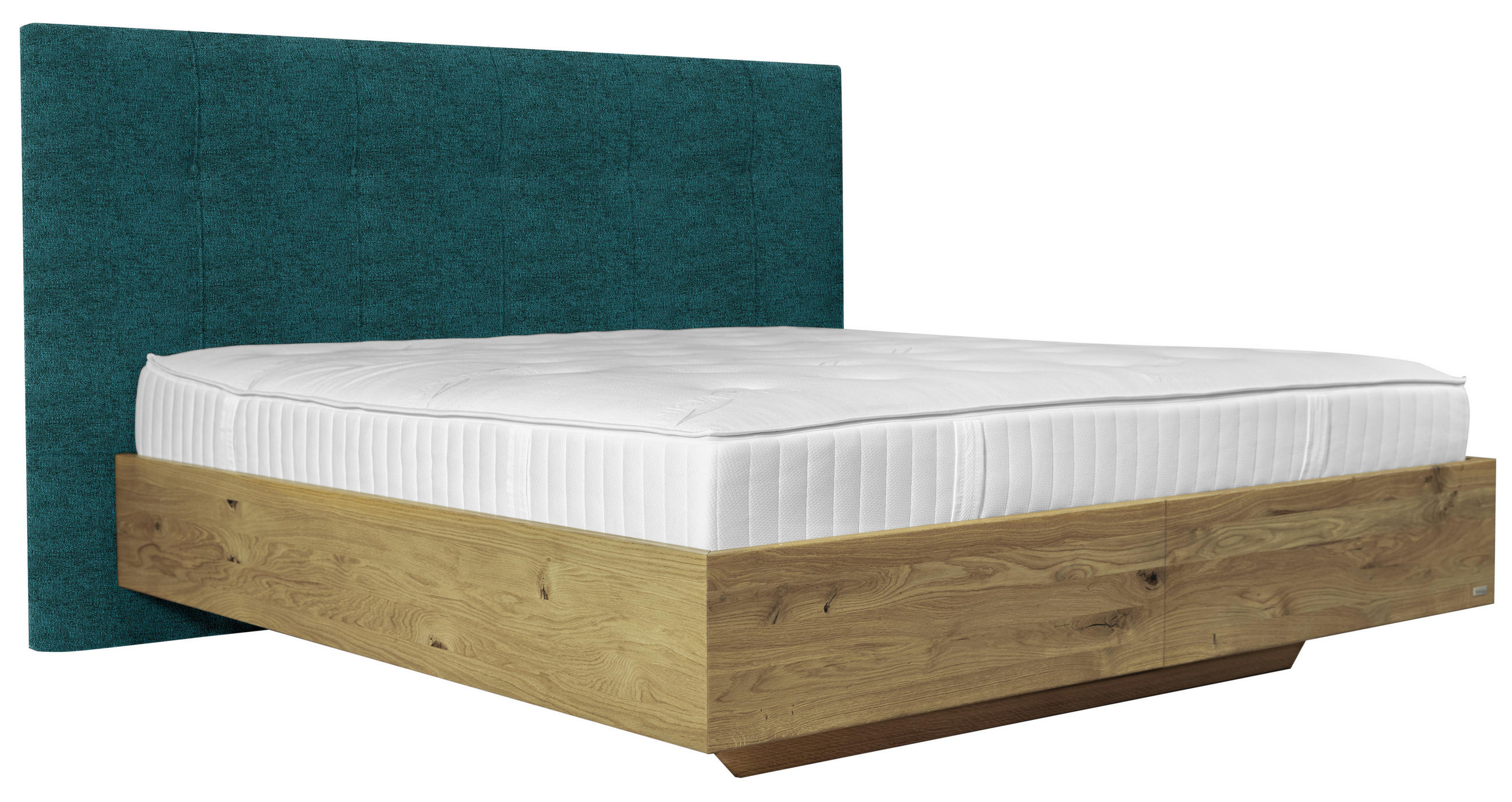 BOXSPRINGBETT 180/200 cm  in Petrol, Wildeiche  - Wildeiche/Petrol, Natur, Holz/Textil (180/200cm) - Valnatura