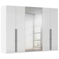 DREHTÜRENSCHRANK 301/235/61 cm,  in Weiß, Weiß Hochglanz, 6-türig  - Chromfarben/Weiß Hochglanz, Basics, Glas/Holzwerkstoff (301/235/61cm) - Novel