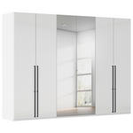 DREHTÜRENSCHRANK 301/223/61 cm,  in Weiß, Weiß Hochglanz, 6-türig  - Chromfarben/Weiß Hochglanz, Basics, Glas/Holzwerkstoff (301/223/61cm) - Novel