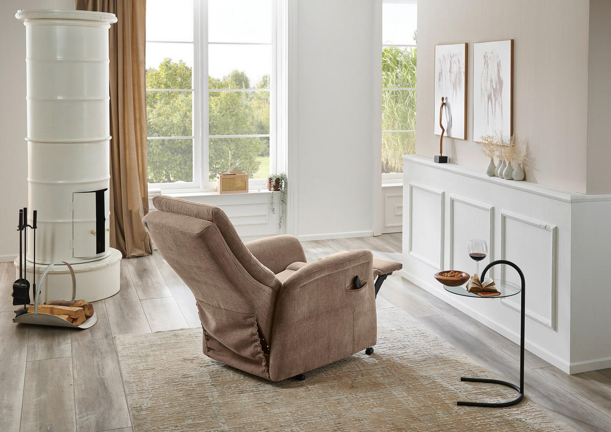 FERNSEHSESSEL in Chenille Beige  - Beige/Grau, Konventionell, Kunststoff/Textil (78/115/90cm) - Hukla