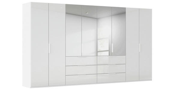 DREHTÜRENSCHRANK 400/223/61 cm,  in Weiß, 8-türig  - Weiß, Basics, Glas/Holzwerkstoff (400/223/61cm) - Novel