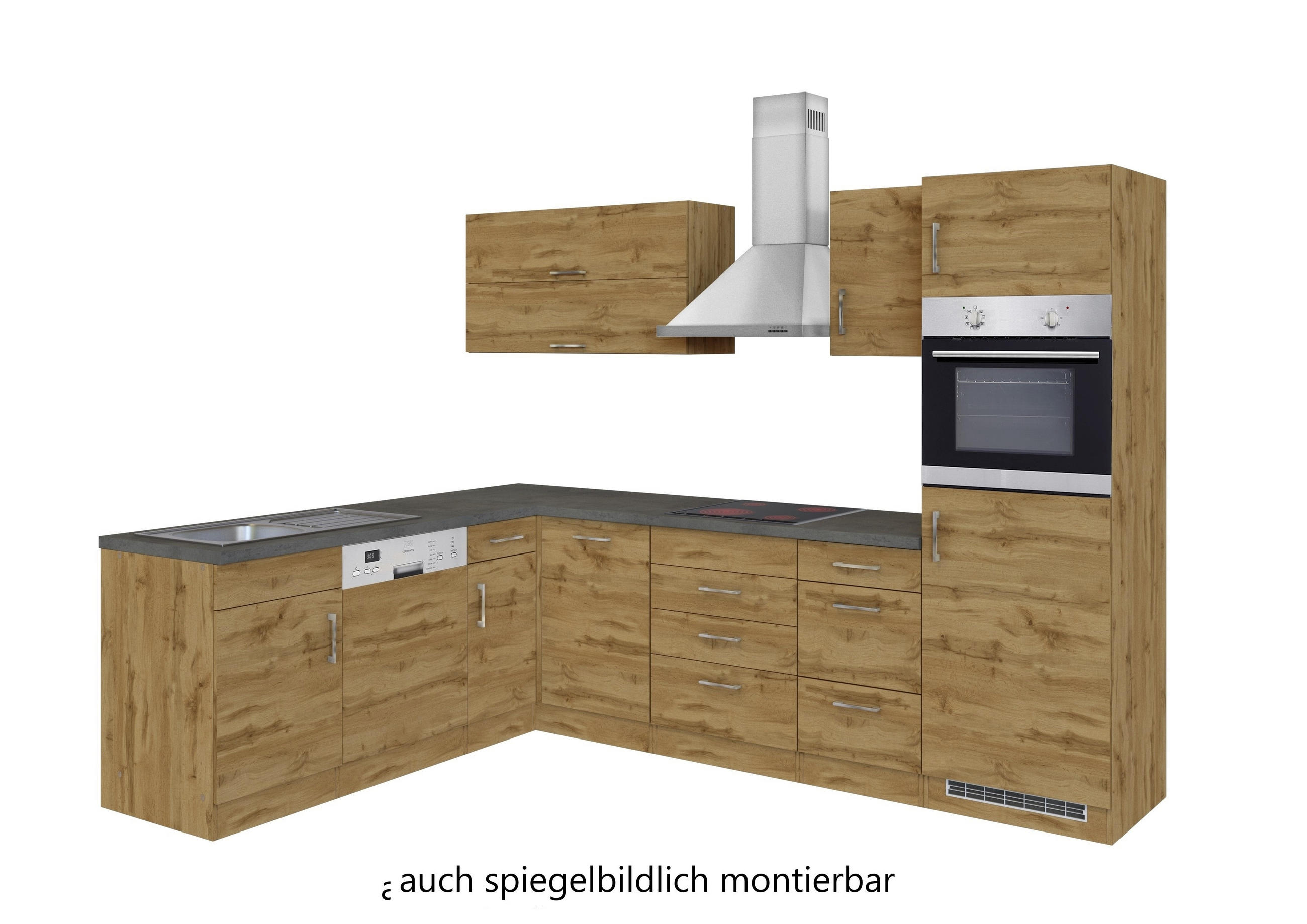 ECKKÜCHE 210/270 cm in Eichefarben - Eichefarben/Anthrazit, MODERN, Metall (210/270cm) - Held