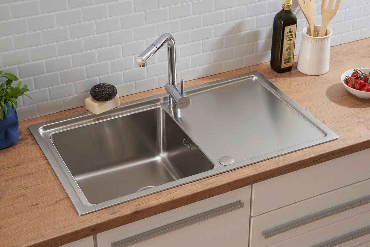 SPÜLE 1720CHICAGO86X50  - Edelstahlfarben, Trend, Metall (86/21/50cm) - Respekta