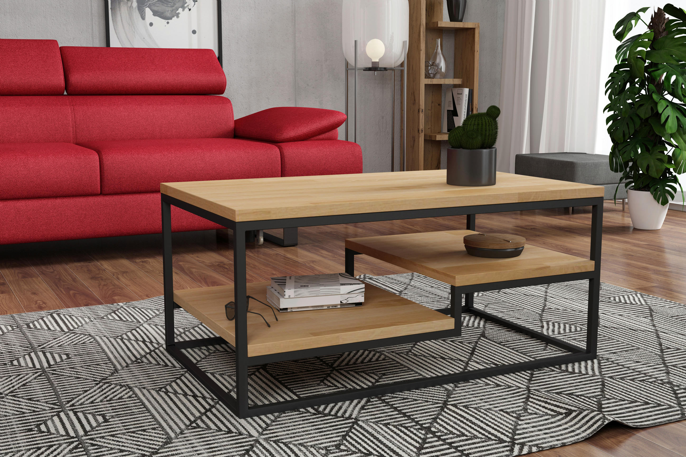 SOFFBORD i trä, metall 100/60/46 cm  - svart/ekfärgad, Design, metall/trä (100/60/46cm) - Stylife