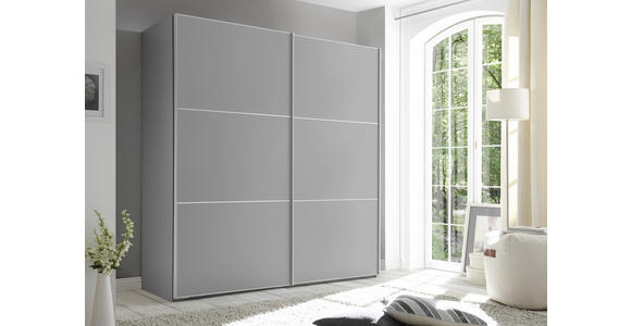 SCHWEBETÜRENSCHRANK 188/222/68 cm 2-türig  - Alufarben/Grau, Holzwerkstoff/Metall (188/222/68cm) - Moderano