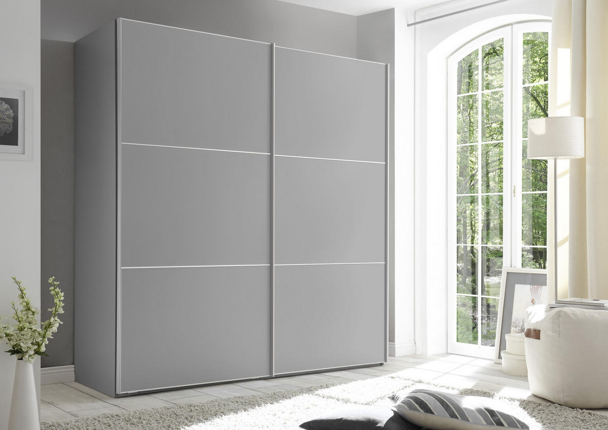 SCHWEBETÜRENSCHRANK 188/222/68 cm 2-türig Grau  - Alufarben/Grau, Holzwerkstoff/Metall (188/222/68cm) - Moderano