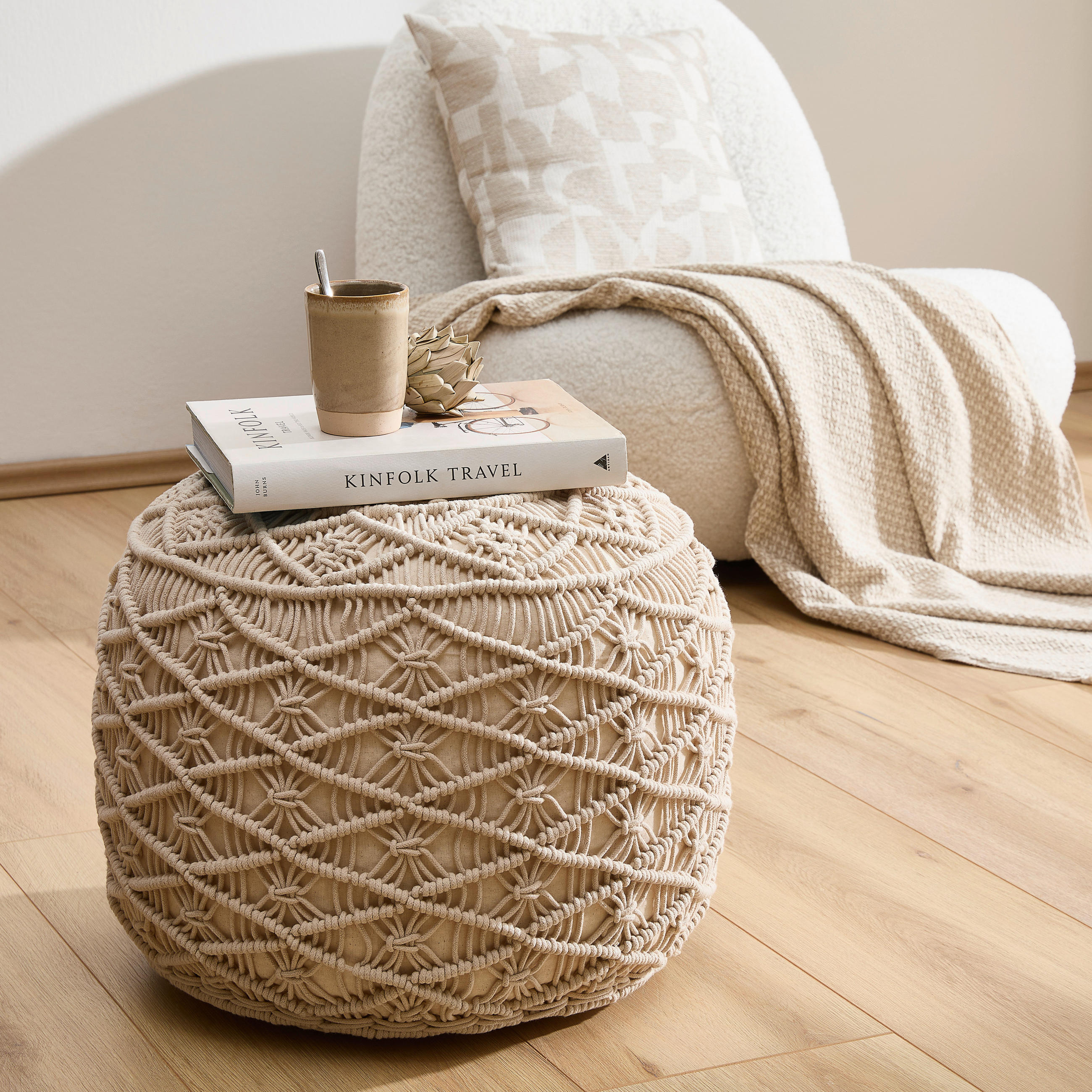 PUF in textil  - bej, Trend, textil (45/45cm) - Linea Natura