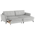 ECKSOFA in Flachgewebe, Leinenoptik Silberfarben  - Silberfarben/Schwarz, Design, Textil/Metall (242/170cm) - Xora