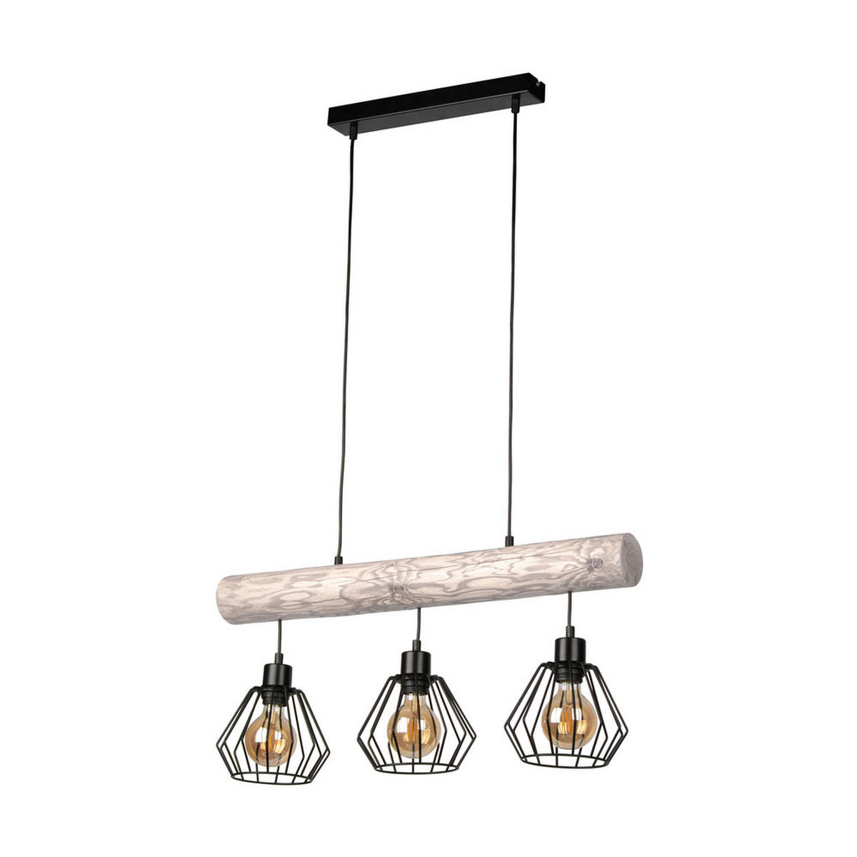 HÄNGELEUCHTE 70/52/130 cm  - Hellgrau/Schwarz, KONVENTIONELL, Holz/Metall (70/52/130cm)