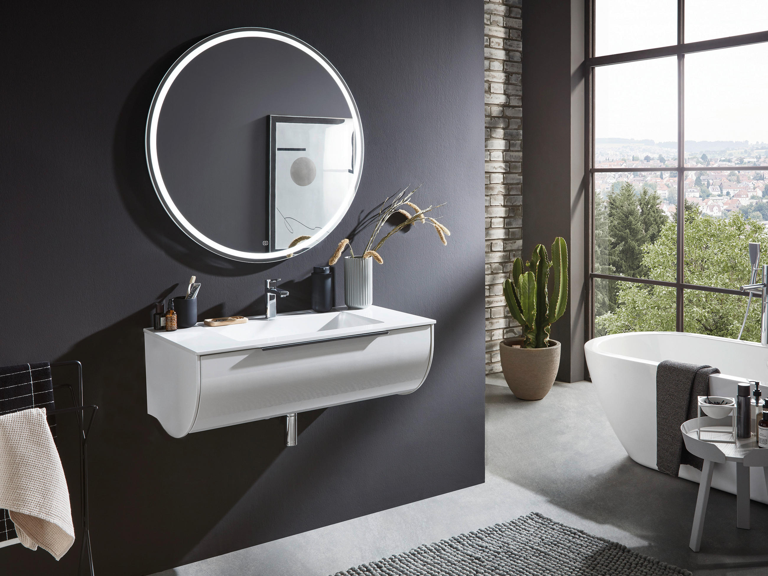 BADEZIMMER  in 93,2 cm  - Weiß, MODERN, Glas/Holzwerkstoff (93,2cm) - Novel