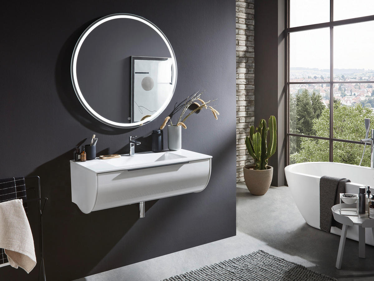 BADEZIMMER  in 93,2 cm  - Weiß, MODERN, Glas/Holzwerkstoff (93,2cm) - Novel
