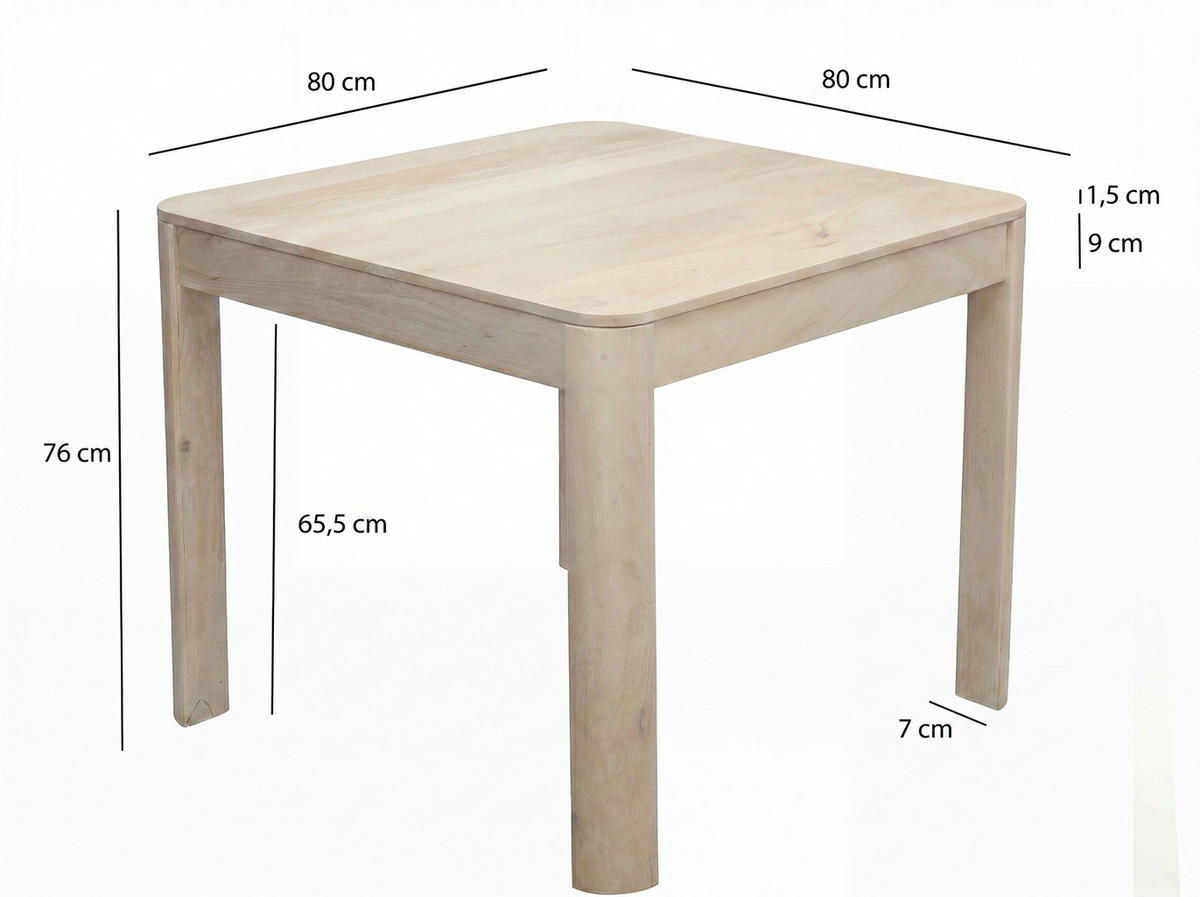 MATBORD 80/80/76 cm massivt trä  trä kvadratisk vit  - vit, Design, trä (80/80/76cm) - Livetastic