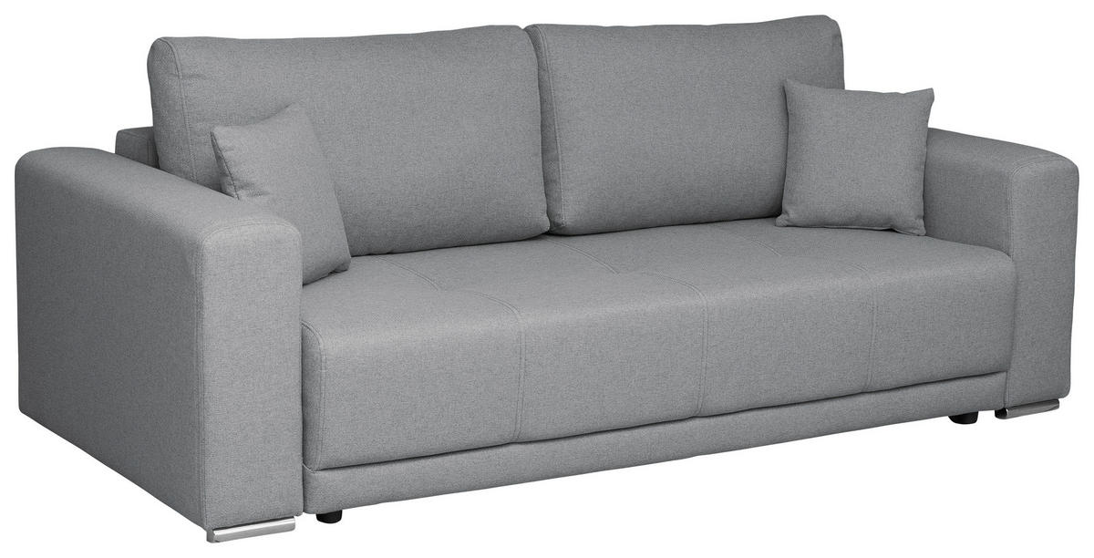SCHLAFSOFA in Struktur Grau  - Chromfarben/Schwarz, Design, Kunststoff/Textil (238/77/108cm) - P & B