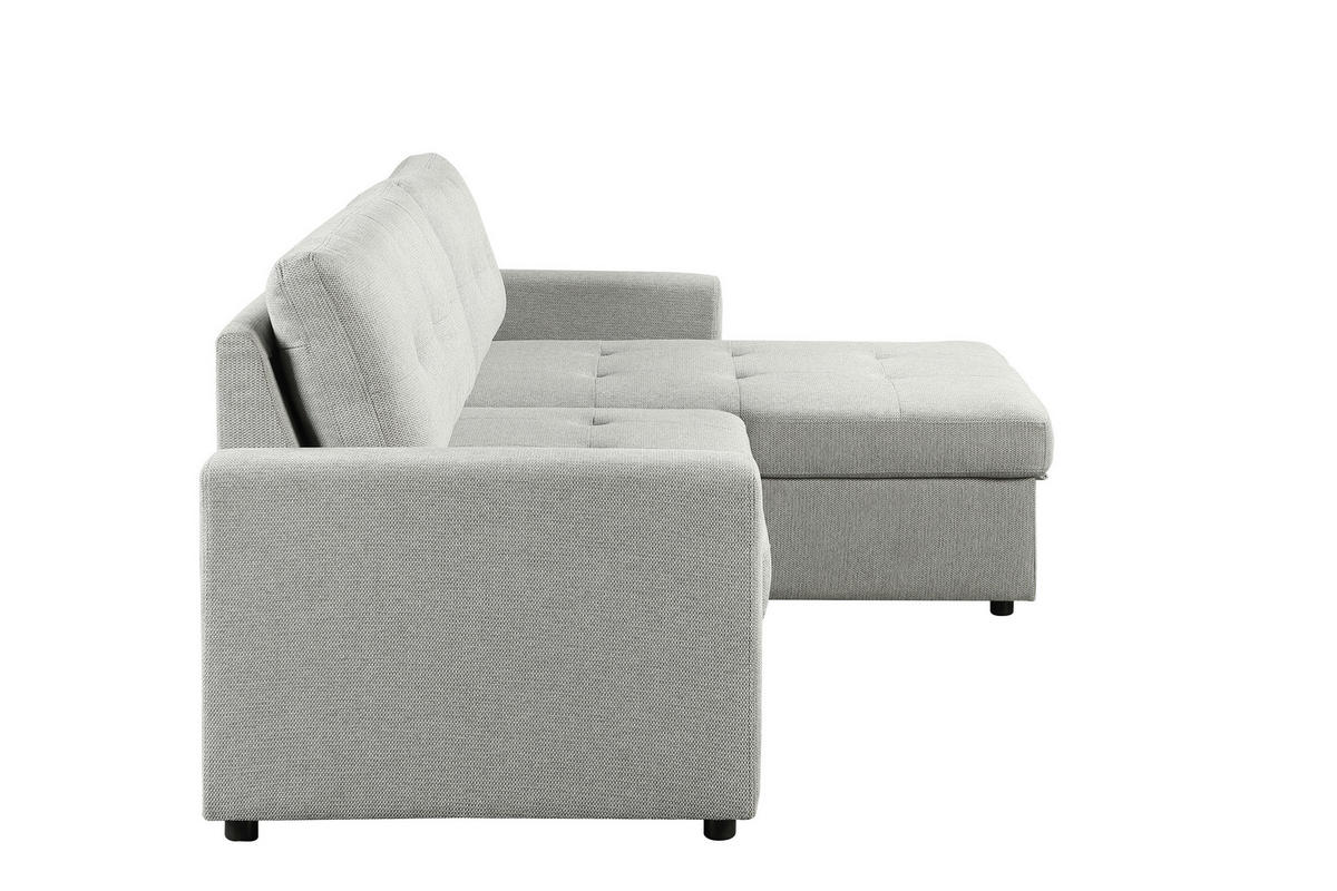 ECKSOFA LYN Hellgrau Leinenoptik  - Hellgrau/Schwarz, Design, Kunststoff/Textil (218/91/85cm) - MID.YOU