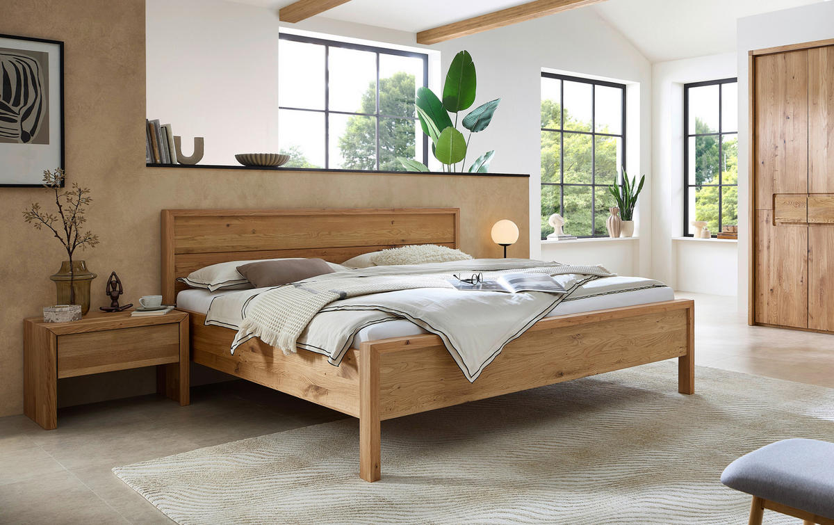 BETT 200/200 cm,  in Naturfarben, Wildeiche, Beleuchtung,  - Wildeiche/Naturfarben, MODERN, Holz (200/200cm) - MID.YOU