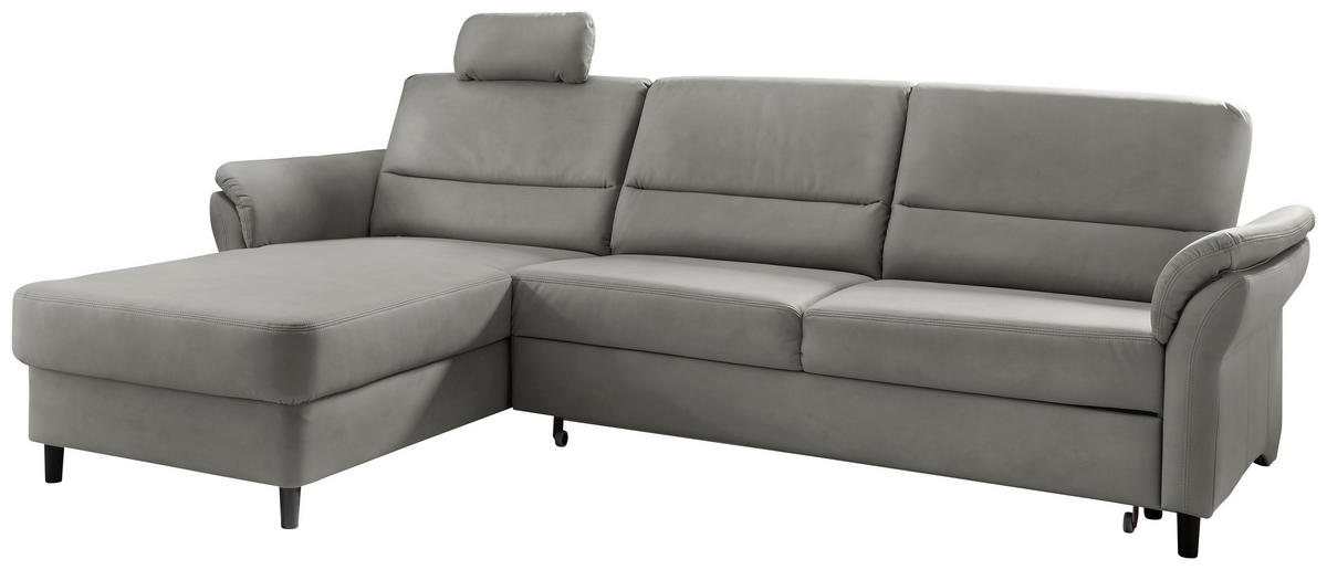 ECKSOFA in Lederlook Grau  - Schwarz/Grau, Modern, Holz/Textil (176/279cm) - Livetastic