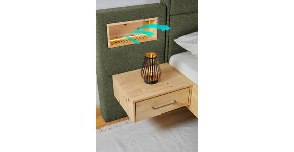 BOXSPRINGBETT 160/200 cm in Grün, Eichefarben - Eichefarben/Grün, Natur, Holz/Textil (160/200cm) - Valnatura