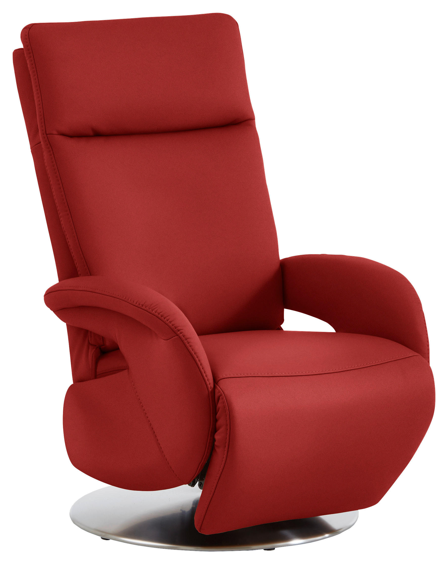 RELAXSESSEL in Leder Rot  - Edelstahlfarben/Rot, Design, Leder/Metall (70/108/80cm) - Cantus