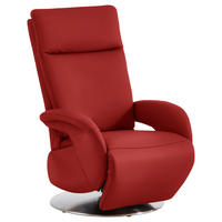 RELAXSESSEL in Leder Rot  - Edelstahlfarben/Rot, Design, Leder/Metall (70/108/80cm) - Cantus