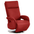 RELAXSESSEL in Leder Rot  - Edelstahlfarben/Rot, Design, Leder/Metall (70/108/80cm) - Cantus