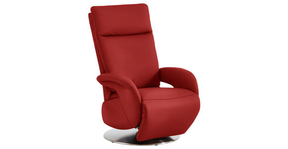 RELAXSESSEL in Leder Rot - Edelstahlfarben/Rot, Design, Leder/Metall (70/108/80cm) - Cantus