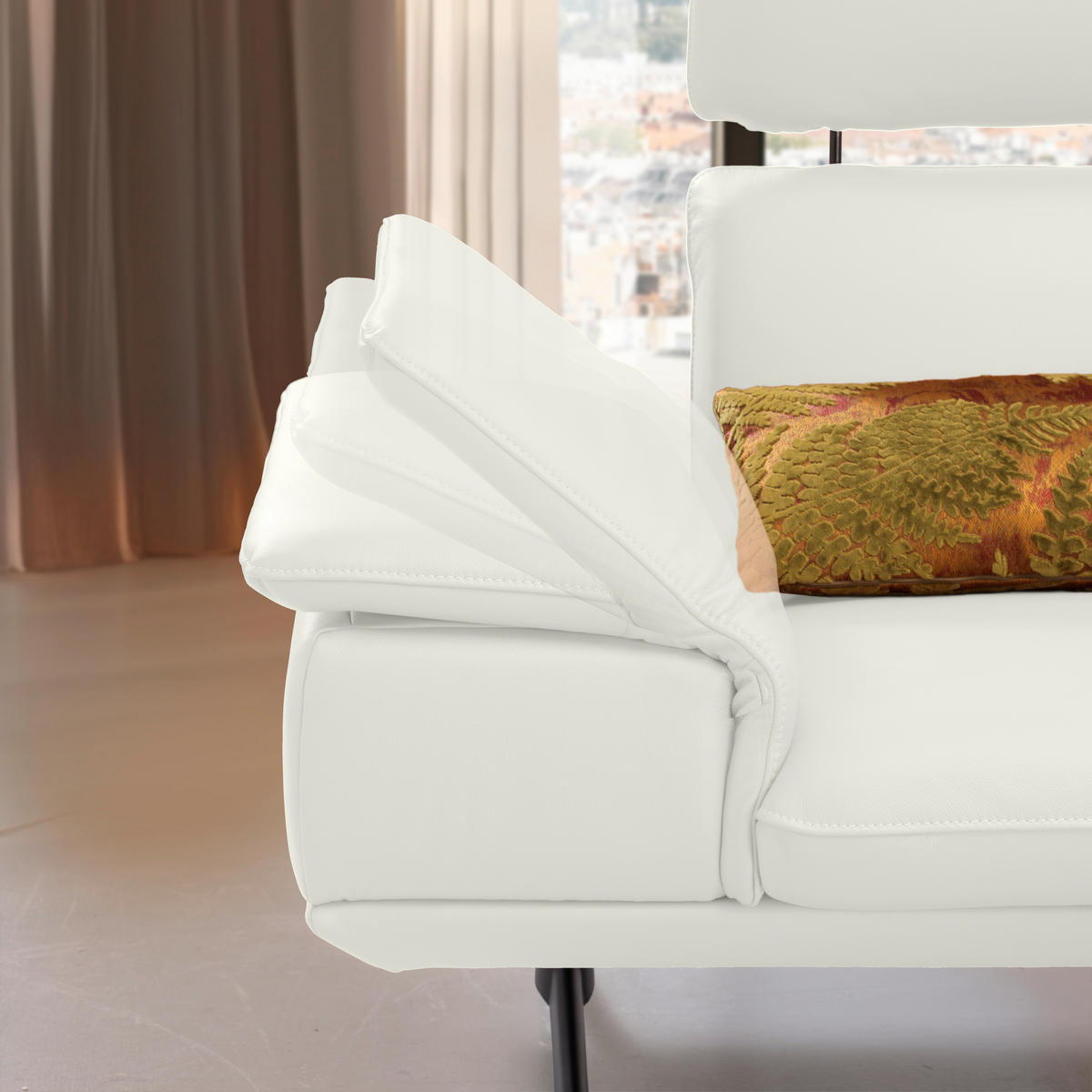 ECKSOFA in Echtleder Weiss  - Weiss/Beige, Design, Leder/Metall (239/150cm) - Koinor