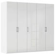 DREHTÜRENSCHRANK  in Weiß, Weiß Hochglanz  - Edelstahlfarben/Weiß Hochglanz, Basics, Holzwerkstoff/Metall (251/223/61cm) - Novel