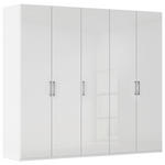 DREHTÜRENSCHRANK 251/223/61 cm,  in Weiß, Weiß Hochglanz, 5-türig  - Edelstahlfarben/Weiß Hochglanz, Basics, Holzwerkstoff/Metall (251/223/61cm) - Novel