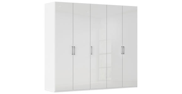 DREHTÜRENSCHRANK  in Weiß, Weiß Hochglanz  - Edelstahlfarben/Weiß Hochglanz, Basics, Holzwerkstoff/Metall (251/223/61cm) - Novel