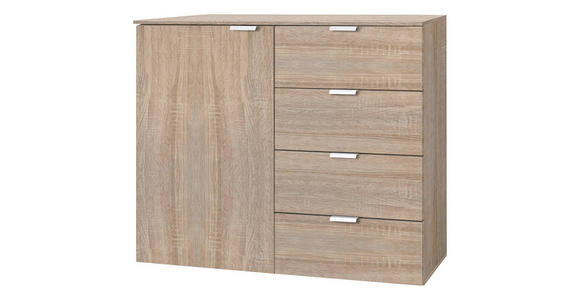 KOMMODE 100/80/42 cm - Eichefarben/Alufarben, Design, Holzwerkstoff/Metall (100/80/42cm) - Hom`in