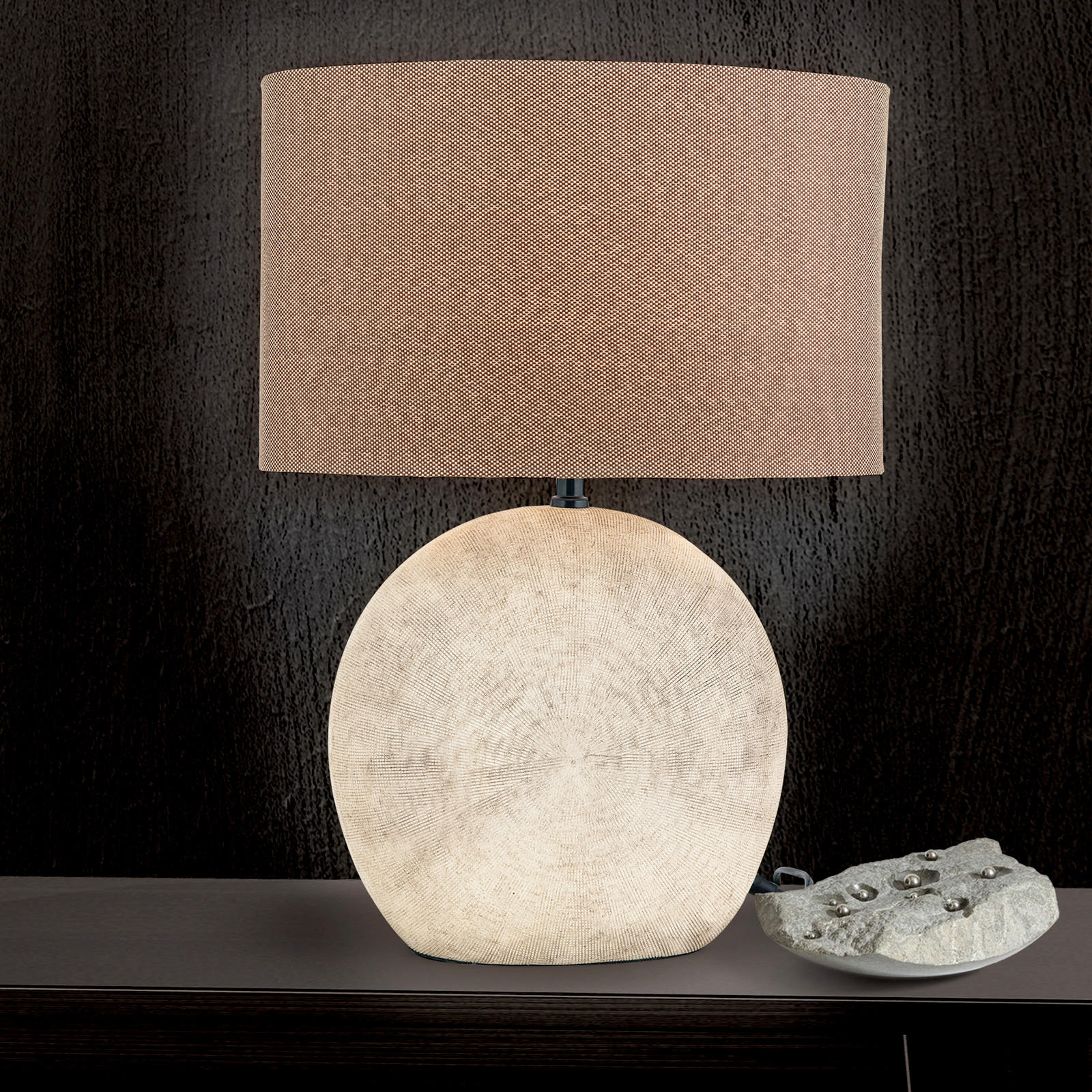 TISCHLEUCHTE Ethno 37,5/20/52 cm   - Hellbraun, Trend, Keramik/Textil (37,5/20/52cm)