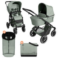 KINDERWAGENSET  Salsa 5 Air Herbst Set  Pine  - Pastellgrün/Schwarz, Basics, Textil/Metall (63/118/95,5cm) - ABC Design