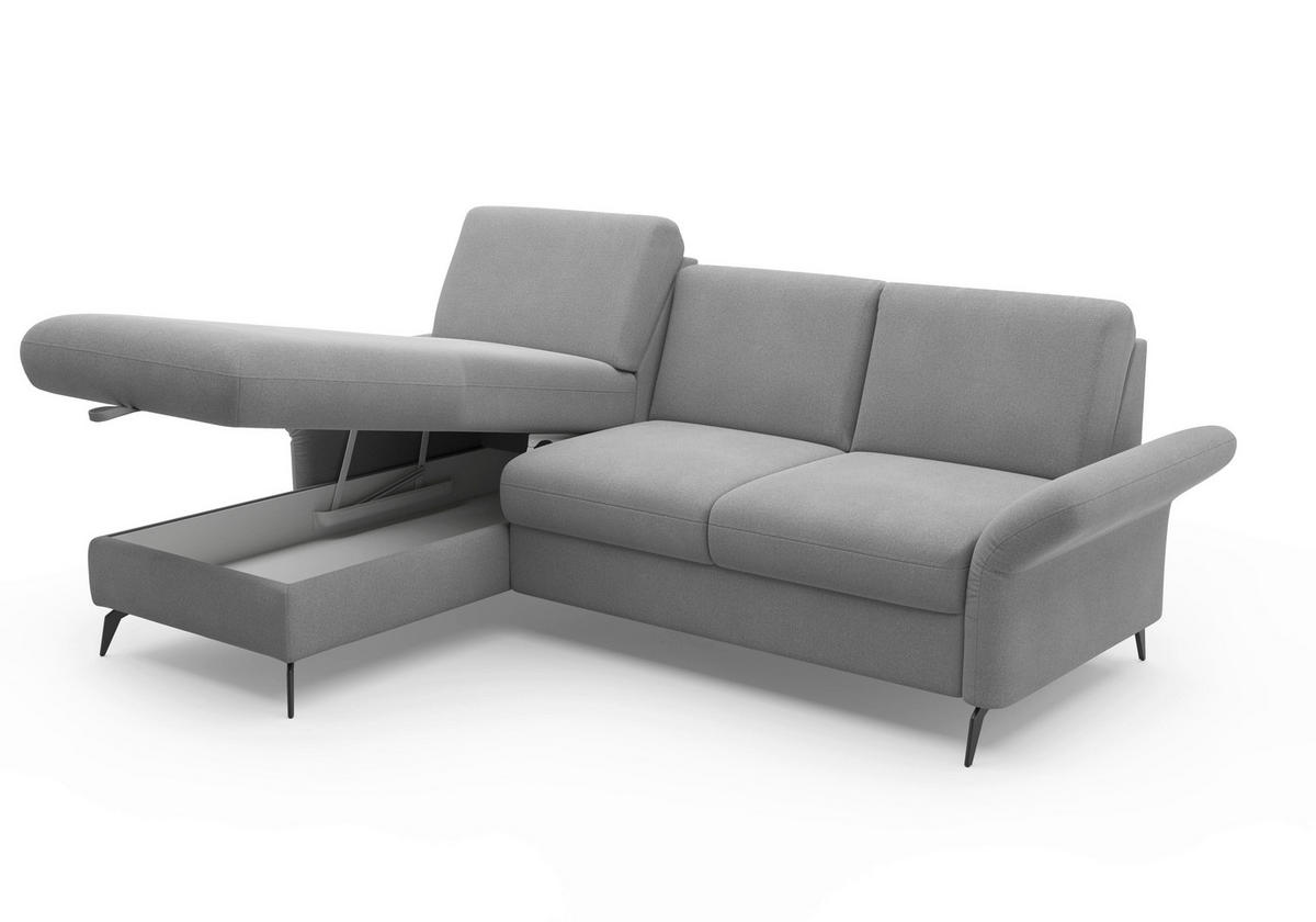 ECKSOFA in Flachgewebe Grau  - Schwarz/Grau, Konventionell, Textil/Metall (164/251cm) - Sit & More