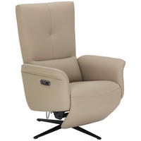 RELAXSESSEL Lederlook Echtleder    - Beige/Schwarz, KONVENTIONELL, Leder/Textil (75/111/90cm) - Livetastic