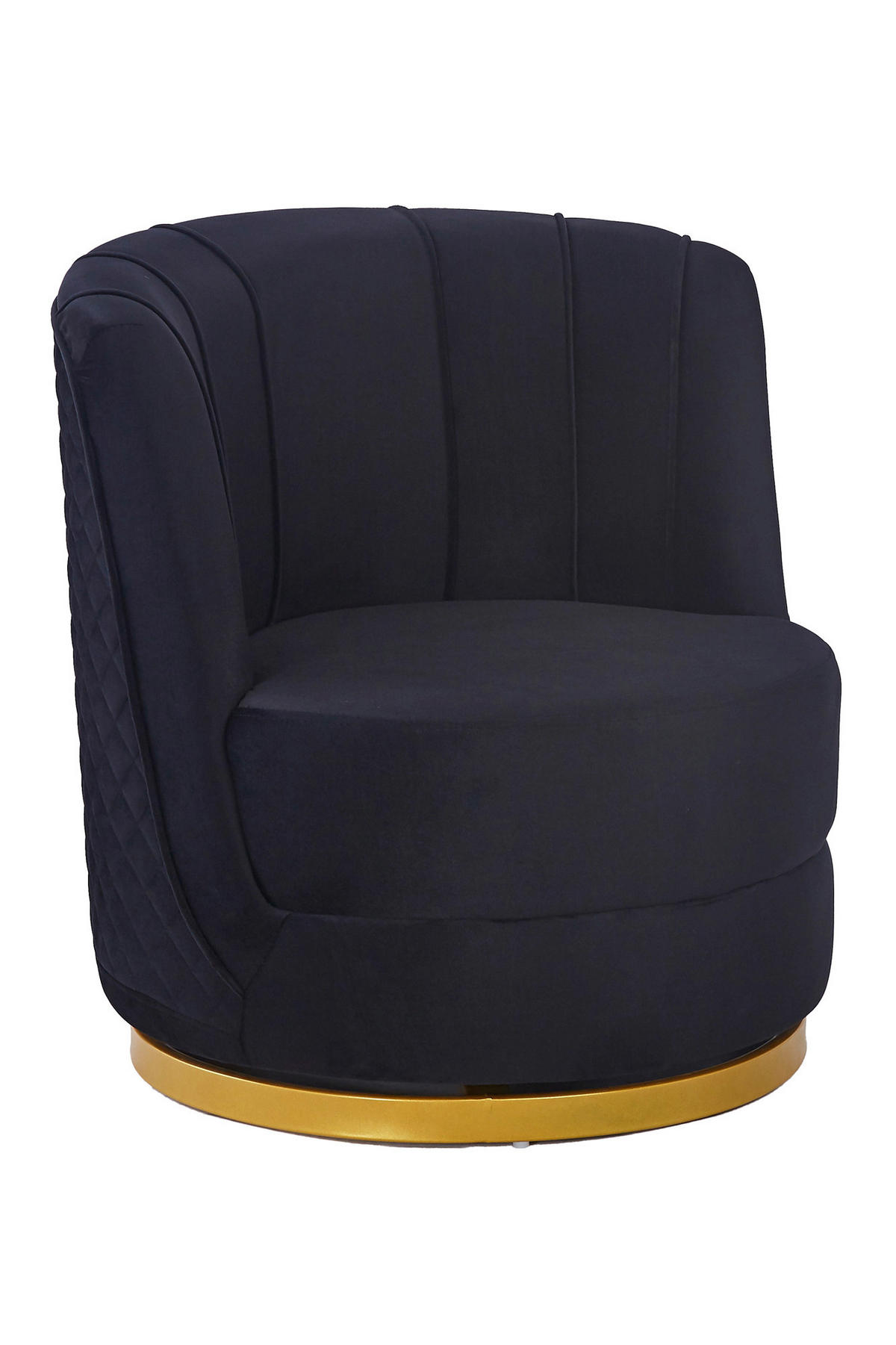 SESSEL in Samt Schwarz  - Goldfarben/Schwarz, MODERN, Textil/Metall (68/77/57cm) - Livetastic