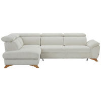 ECKSOFA in Chenille Creme  - Eichefarben/Creme, Modern, Holz/Textil (212/287cm) - Valnatura
