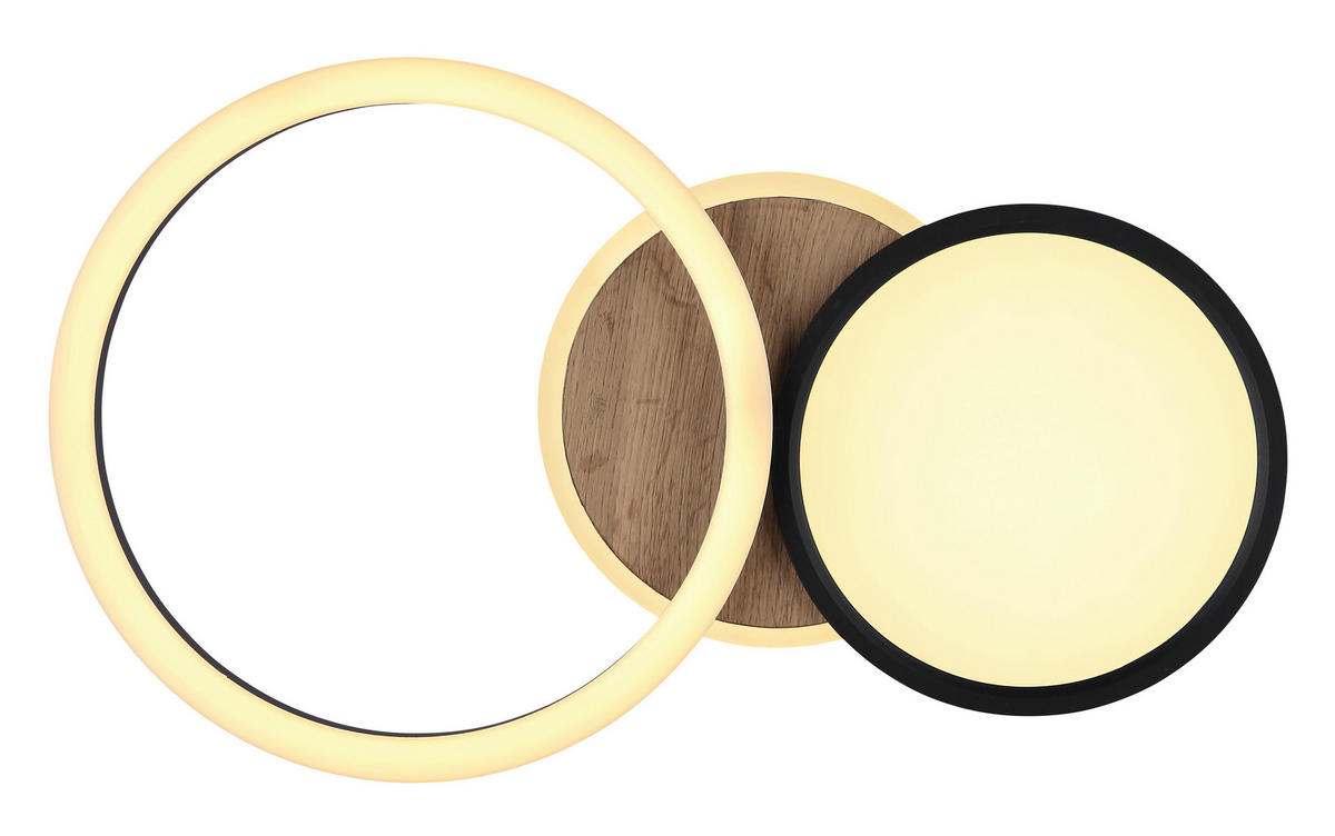 LED-DECKENLEUCHTE SID 51,5/30/10,5 cm   - Dunkelbraun/Schwarz, Design, Holzwerkstoff/Kunststoff (51,5/30/10,5cm) - Globo