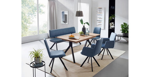 STUHL  in Eisen Flachgewebe Metall, Textil  - Schwarz/Hellblau, Design, Textil/Metall (47/92/60cm) - Cantus