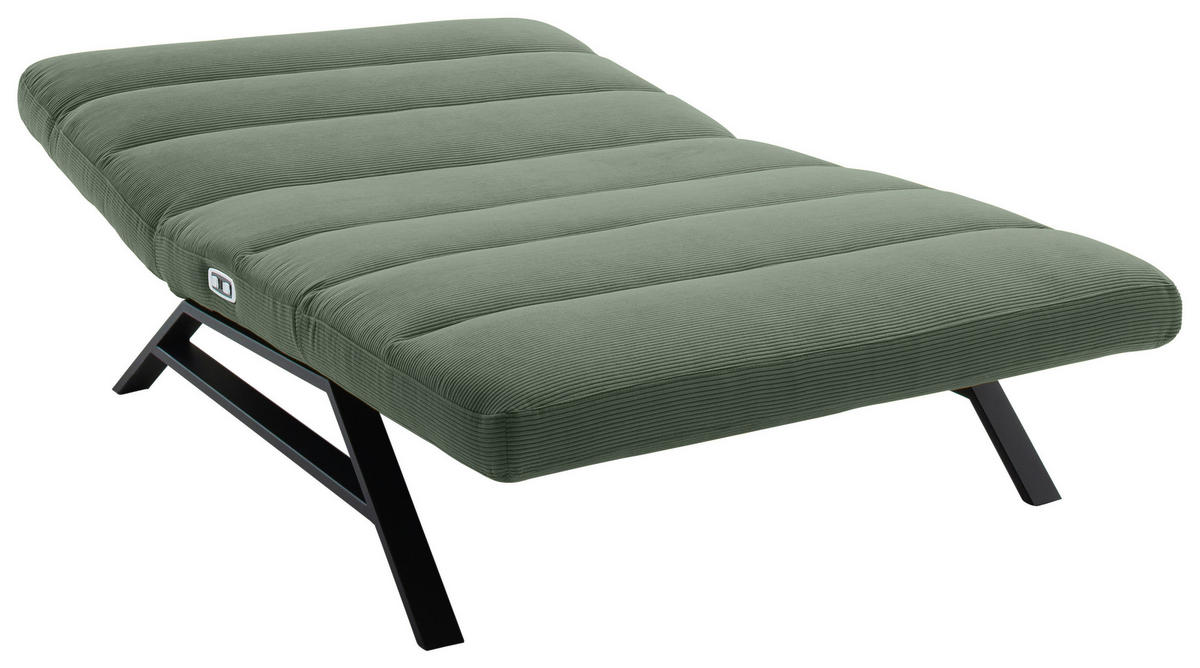 RELAXLIEGE Feincord Olivgrün  - Schwarz/Olivgrün, Design, Textil/Metall (120/54-113/158-198cm) - Pure Home Lifestyle
