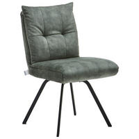 STUHL - Dunkelgrün/Schwarz, Design, Textil/Metall (50/82/68cm) - Welnova