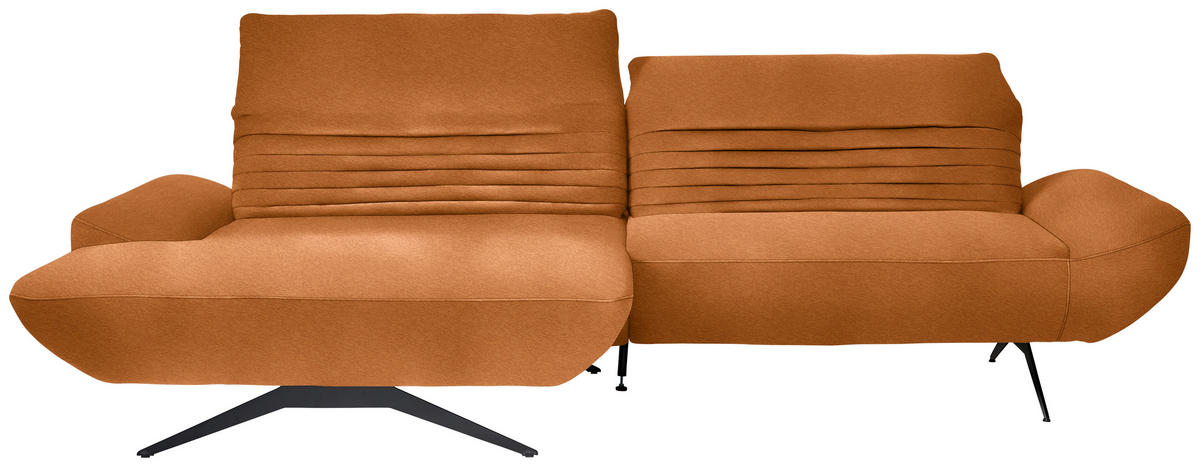 ECKSOFA  in Teddystoff Cognac  170-195/280 cm  - Cognac/Schwarz, Design, Textil/Metall (170-195/280cm) - Dieter Knoll