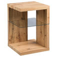 BEISTELLTISCH quadratisch Eichefarben  - Eichefarben, Basics, Glas/Holzwerkstoff (40/40/60cm) - Xora