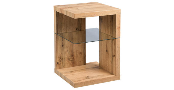 BEISTELLTISCH quadratisch Eichefarben  - Eichefarben, Basics, Glas/Holzwerkstoff (40/40/60cm) - Xora